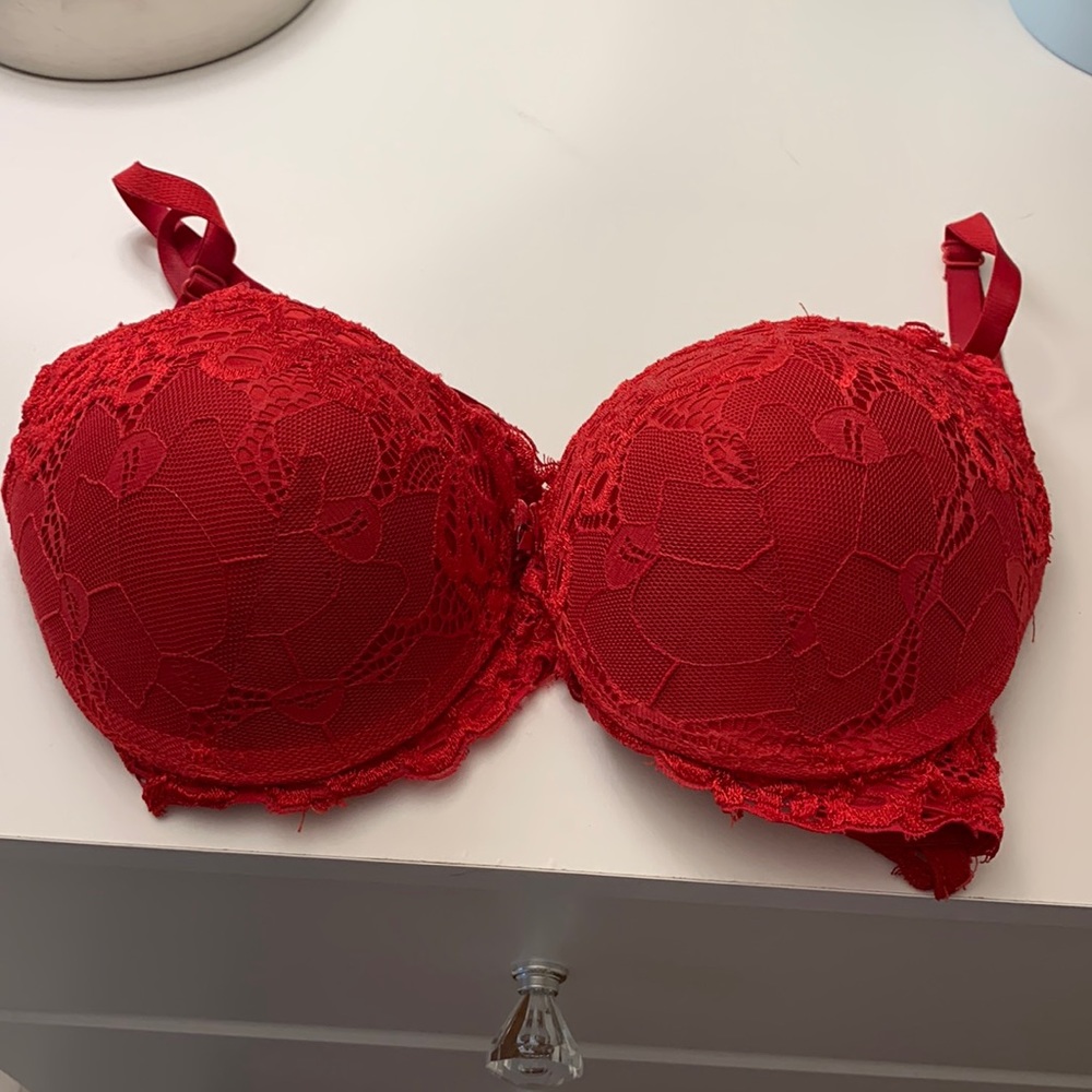 Red Lace Push Up Bra